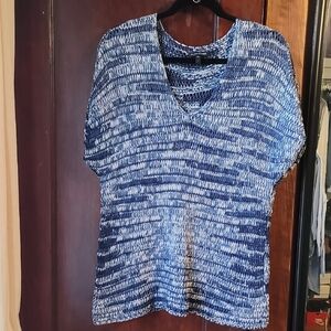 Eileen Fisher Blue and White Textured Blouse